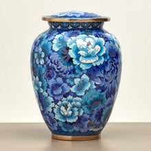 Blue Cloisonné Peony & Chrysanthemum Adult Cremation Urn - Lifestyle