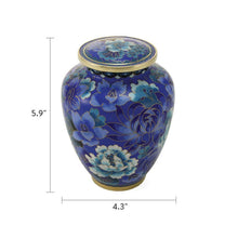 Blue Cloisonné Medium Pet Cremation Urn with Floral Design - Dimensions