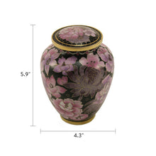 Blush Cloisonné Medium Pet Cremation Urn with Floral Design - Dimensions