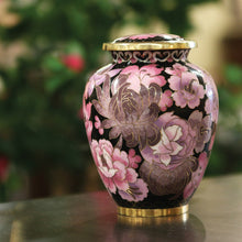 Blush Cloisonné Medium Pet Cremation Urn with Floral Design - Lifestyle