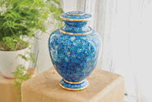 Blue Azure Floral Cloisonné Adult Cremation Urn - Lifestyle