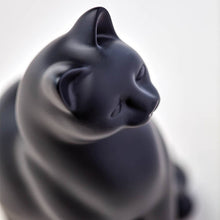 Black Cozy Cat Medium Pet Cremation Urn - Artistic