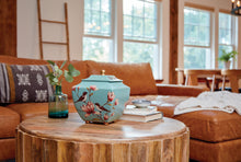 Magnolia Lovebirds Blue Resin Adult Cremation Urn - Lifestyle