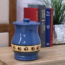 Blue Paw Print Band Medium Pet Cremation Urn - Lifestyle