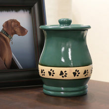 Green Paw Print Band Small Pet Urn - Lifestyle