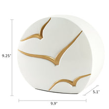Gold Bird Textured Glossy White Ceramic Adult Cremation Urn - Dimensions