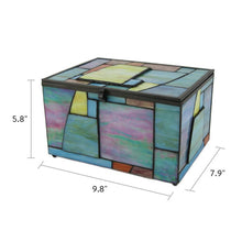 Multi-Color Geometric Memory Chest Adult Cremation Urn - Dimensions