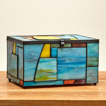 Multi-Color Geometric Memory Chest Adult Cremation Urn - Lifestyle