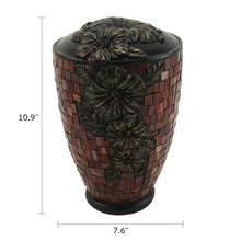 Hibiscus Stained Glass Mosaic Adult Cremation Urn - Dimensions