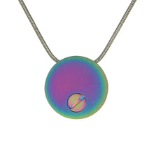 Rainbow Round Large Paw Pet Cremation Pendant - Artistic