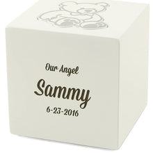 Teddy Bear Design Glossy White Small Cremation Urn - Personalized
