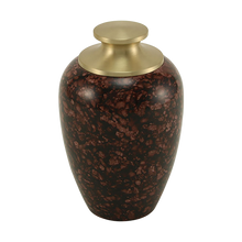 Brown Alloy Small Pet Urn with High Marble Gloss Design