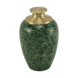 Green Alloy Small Pet Urn with High Marble Gloss Design
