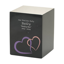 Black Marble Pink Heart Inlay Extra Large Pet Cremation Urn