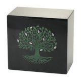Green Tree of Life Black Marble Adult Cremation Urn
