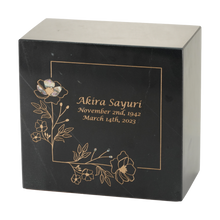 Gold Wildflower Black Marble Adult Cremation Urn