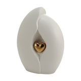 Gold Heart White Ceramic Adult Cremation Urn