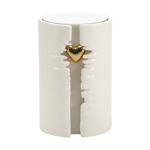 White Heart Column Lighted Ceramic Adult Cremation Urn