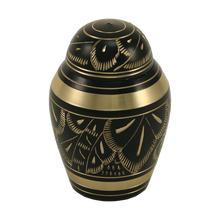 Classic Hand-Engraved Ornate Brass Black Keepsake Urn