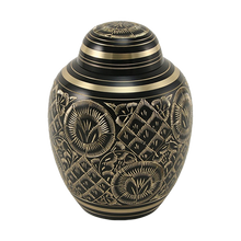 Wide-Body Vase Engraved Brass Ornate Medium Cremation Urn