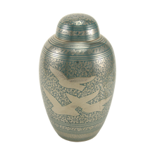 Nickel Brass Extra Large Pet Urn with Going Home Engraved Birds