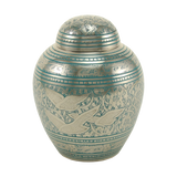 Hand Engraved Contrasting Bird Medium Cremation Urn