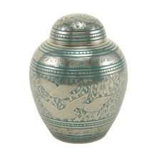 Hand Engraved Contrasting Bird Medium Cremation Urn