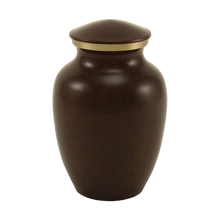 Speckled Brown Brass Large Pet Urn with Accent Ring