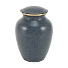 Speckled Blue Brass Large Pet Urn with Accent Ring
