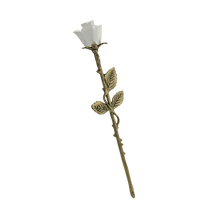 White Rose with Bronze Stem Keepsake Urn