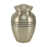 Pewter Brass Large Pet Urn with Classic Three Bands