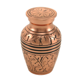 Classic Hand Etched Oak Leaves Copper Keepsake Urn