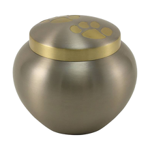 Pewter Two Bronze Paw Print Medium Pet Cremation Urn