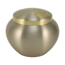Pewter Two Bronze Paw Print Large Pet Cremation Urn