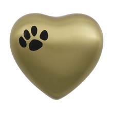 Brass Heart Keepsake Pet Urn with Classic Paw Print