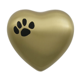 Brass Heart Keepsake Pet Urn with Classic Paw Print