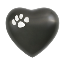 Slate Brass Heart Keepsake Pet Urn with Classic Paw Print