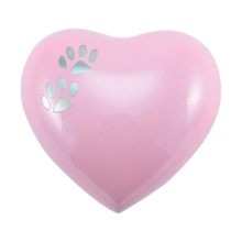 Two Pewter Paw Pink Heart Small Pet Cremation Urn