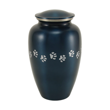 Blue Brass Pewter Paw Print Extra Large Pet Cremation Urn