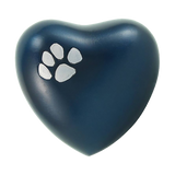 Blue Brass Pewter Paw Print Accents Pet Heart Keepsake Urn