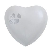 Pearl White Heart Paw Print Pet Keepsake Urn
