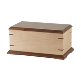 Maple and Walnut Corner Inlays Wood Adult Cremation Urn