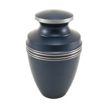 Grecian Blue Matte Finish and Accent Bands Adult Cremation Urn