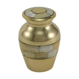 Classic Brass Mother of Pearl Shell Inlay Keepsake Urn