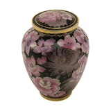 Blush Cloisonné Medium Pet Cremation Urn with Floral Design