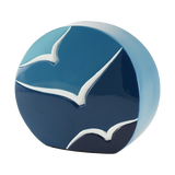 White Bird Textured Glossy Blue Ceramic Adult Cremation Urn