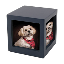 Navy Photo Cube Medium Pet Cremation Urn