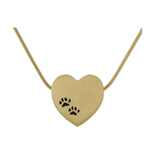 Bronze Heart Two Paw Print Pet Cremation Pendant