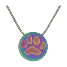 Rainbow Round Large Paw Pet Cremation Pendant