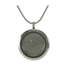 Stainless Steel Pewter Hinged Cremation Pendant with Hearts